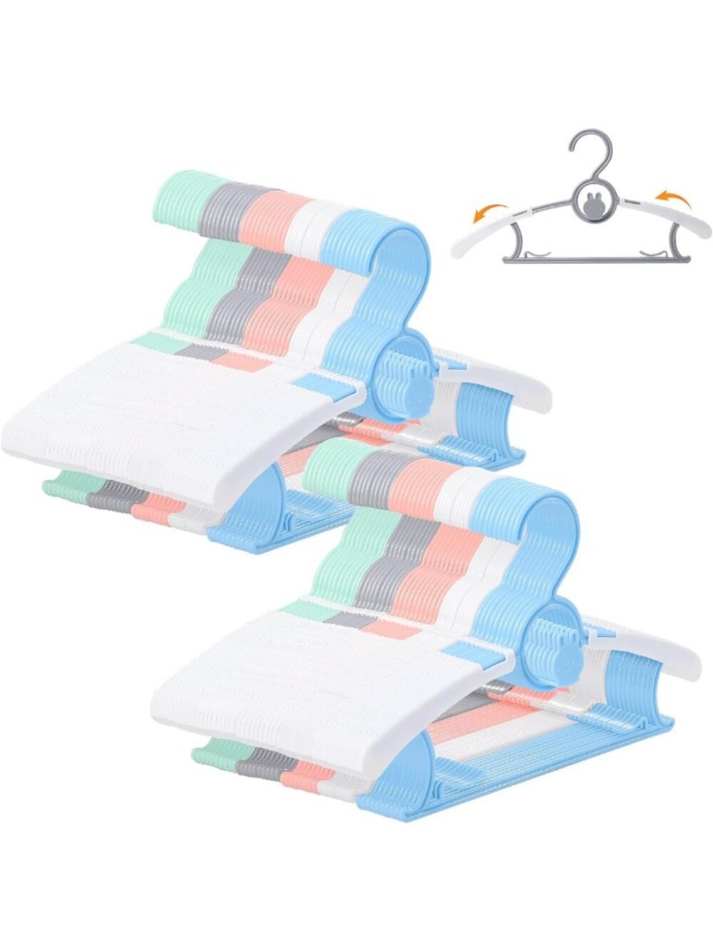 100 Pack Adjustable Baby Hangers 11"-14" Multicolor Kids Clothes Storage